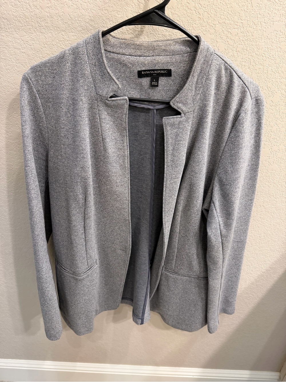 Banana Republic Light Gray Open-Front Knit Blazer
